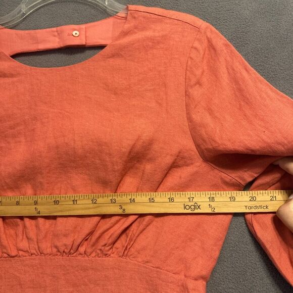 NWT Banana Republic Lisa 100% Linen Open Back Mini Dress Size 10 Coral Cocktail - Picture 9 of 10